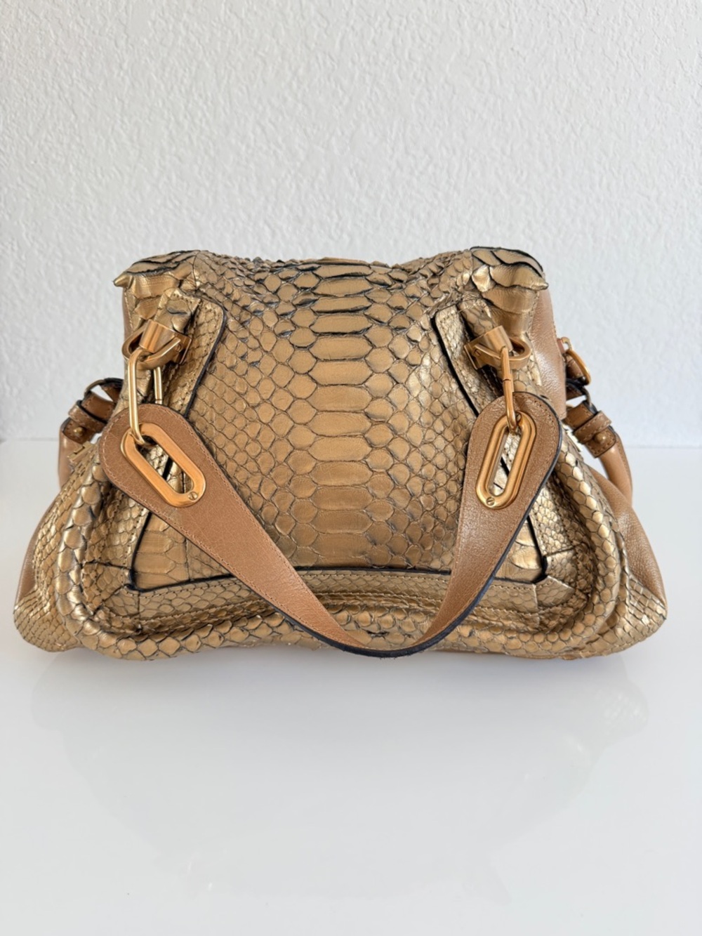 Chloe Gold Python paraty Handbag - Picture 2 of 15